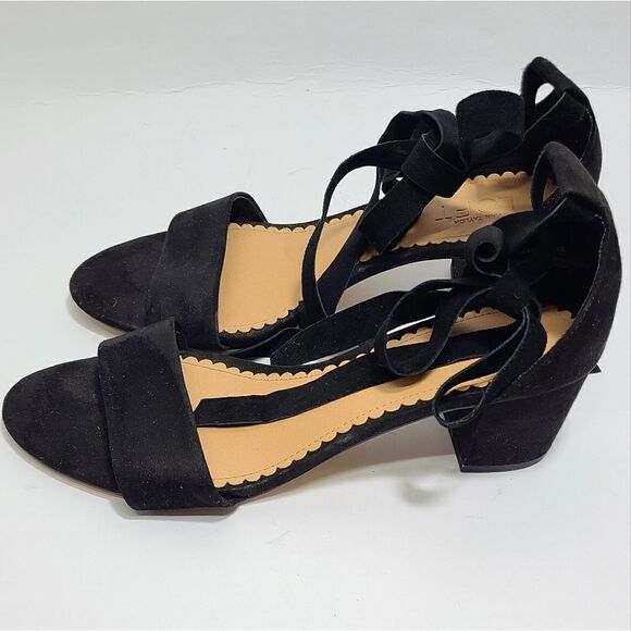 LOFT Lace Up Black Open Toe Sandals Size 8 - Picture 4 of 8
